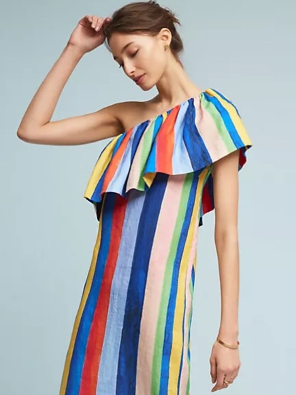 Mara Hoffman Multicolor One-Shoulder Stripe Midi Dress sz 4